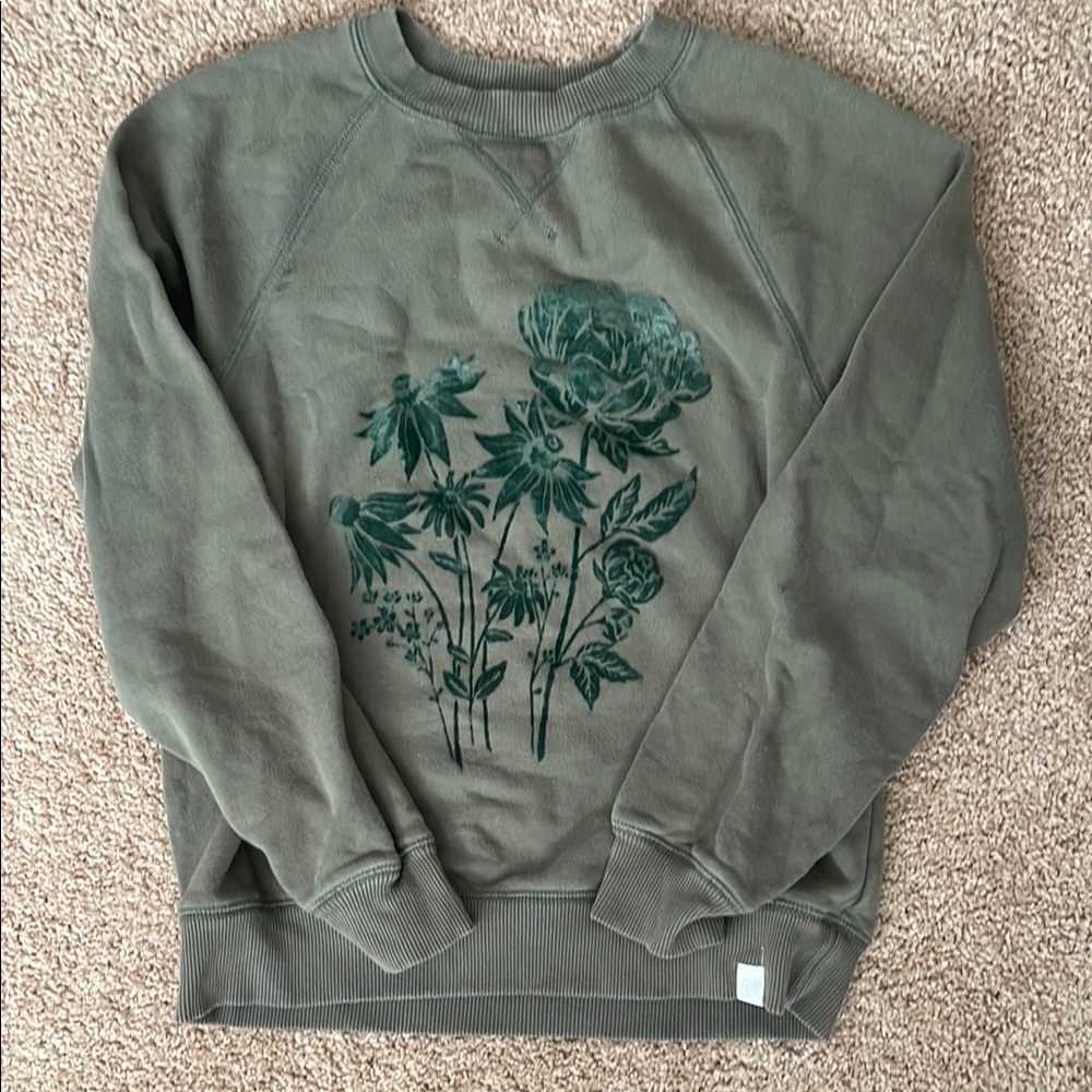 Green American Eagle Floral Sweater